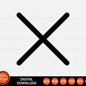 May include: A black and white graphic of a simple cross, a common symbol for 'no' or 'cancel'.