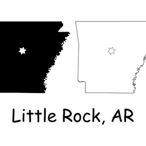 Little Rock Arkansas AR State Capital City Map Border Boundary Noir et Blanc Fichier numérique Clip Art Télécharger Vector jpg svg png pdf eps ai