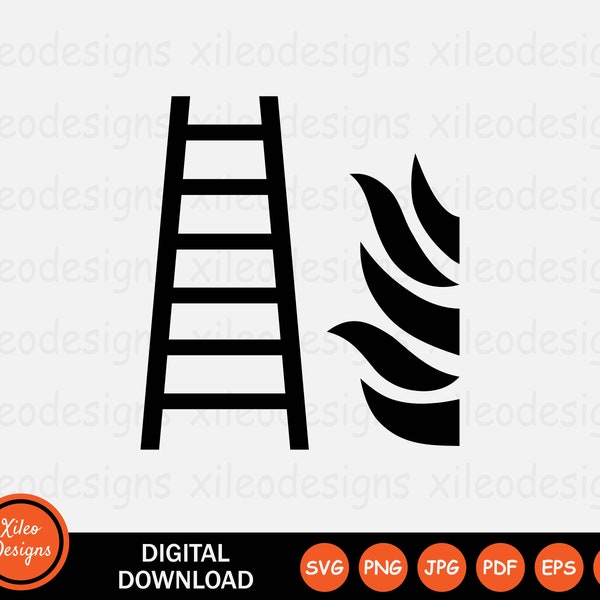 Fire Ladder Steps Firefighting Equipment Tool Device Sign Symbol Icon Clipart Graphic Vector Cricut Digital Download svg png jpg eps pdf ai