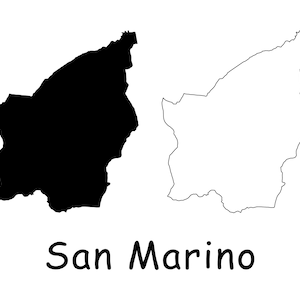 San Marino Karte, detaillierte schwarz-weiße solide Umriss Boundary Border Country Karte von San Marino, sofortiger digitaler Download svg png eps ai