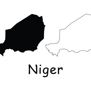 Karte von Niger, Niger Karte, detaillierte solide Umrisslinie Boundary Map von Niger, sofortiger digitaler Download svg png eps ai