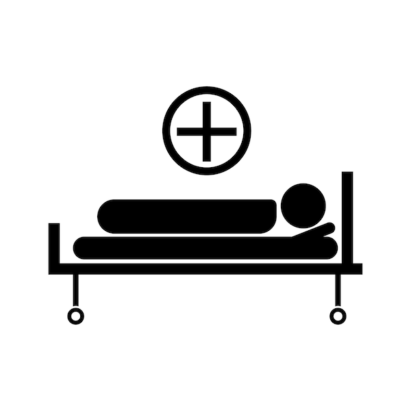 Hospital Bed with Patient Lying Down Medical Healthcare Person Stick Figure Sick Illness Emergency Ward Digital Download PNG JPG SVG Vector