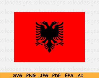 Albania Flag SVG, Albanian Country National Banner, Cricut Cut File Instant Digital Download Clipart Vector Graphic Icon- eps ai png jpg pdf