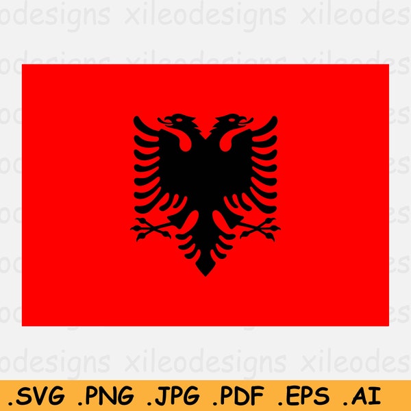 Albania Flag SVG, Albanian Country National Banner, Cricut Cut File Instant Digital Download Clipart Vector Graphic Icon- eps ai png jpg pdf