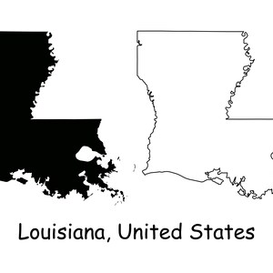 Louisiana Map SVG - LA USA United States of America us, Black Outline Silhouette Clipart Vektor Grafik Icon Banner - svg eps ai png jpg pdf