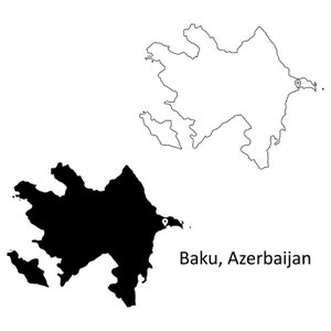 Baku Aserbaidschan Karte Hauptstadt LandOrt Pin Schwarz Weiß Silhouette Umriss Geografie Region Landkarten European jpg svg png ai eps
