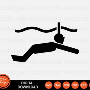 Snorkeling Icon SVG - Snorkel Man Dive Diving Water Sport Activity Vector Symbol Sign Graphic Clipart Cricut Digital Cut png jpg eps pdf ai