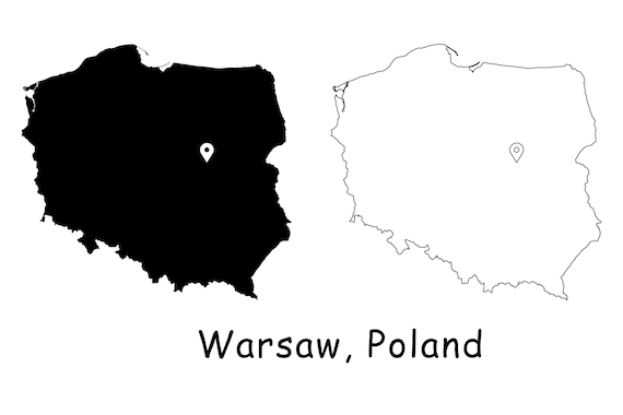 See you Desolate puzzle Warsaw Poland Map Capital City Country Location Pin Black - Etsy 日本