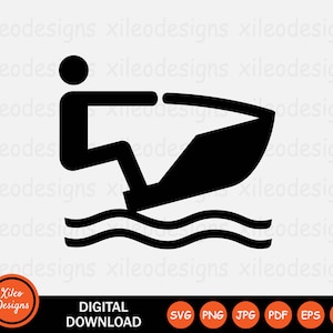 Jet Ski Icon SVG - Jetski Personal Boat Vessel Ride Riding Sports Vector Symbol Sign Graphic Clipart Cricut Digital Cut png jpg eps pdf ai