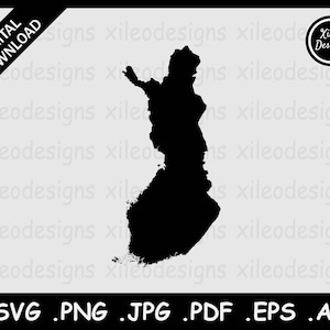 Finnland Karte SVG, Finn Finn Land Grenze, Schwarze Silhouette Cutout Cricut Cut File Vektor Icon, png jpg jpeg pdf ai eps
