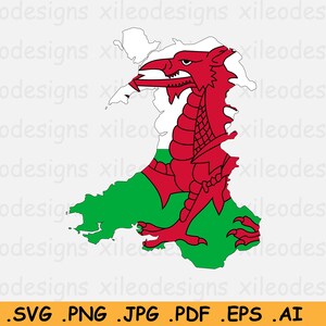 Wales Flagge Karte SVG, walisische Cricut geschnitten Datei, Großbritannien Großbritannien Großbritannien, Country Nation Silhouette Linie Atlas, Clipart Vector Icon eps ai png jpg pdf