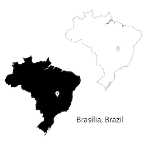 Brasilia Brasilien Karte Hauptstadt Country Location Pin Schwarz Weiß Silhouette Umriss Geografie Region Region Brasilianische Karten jpg svg png ai eps
