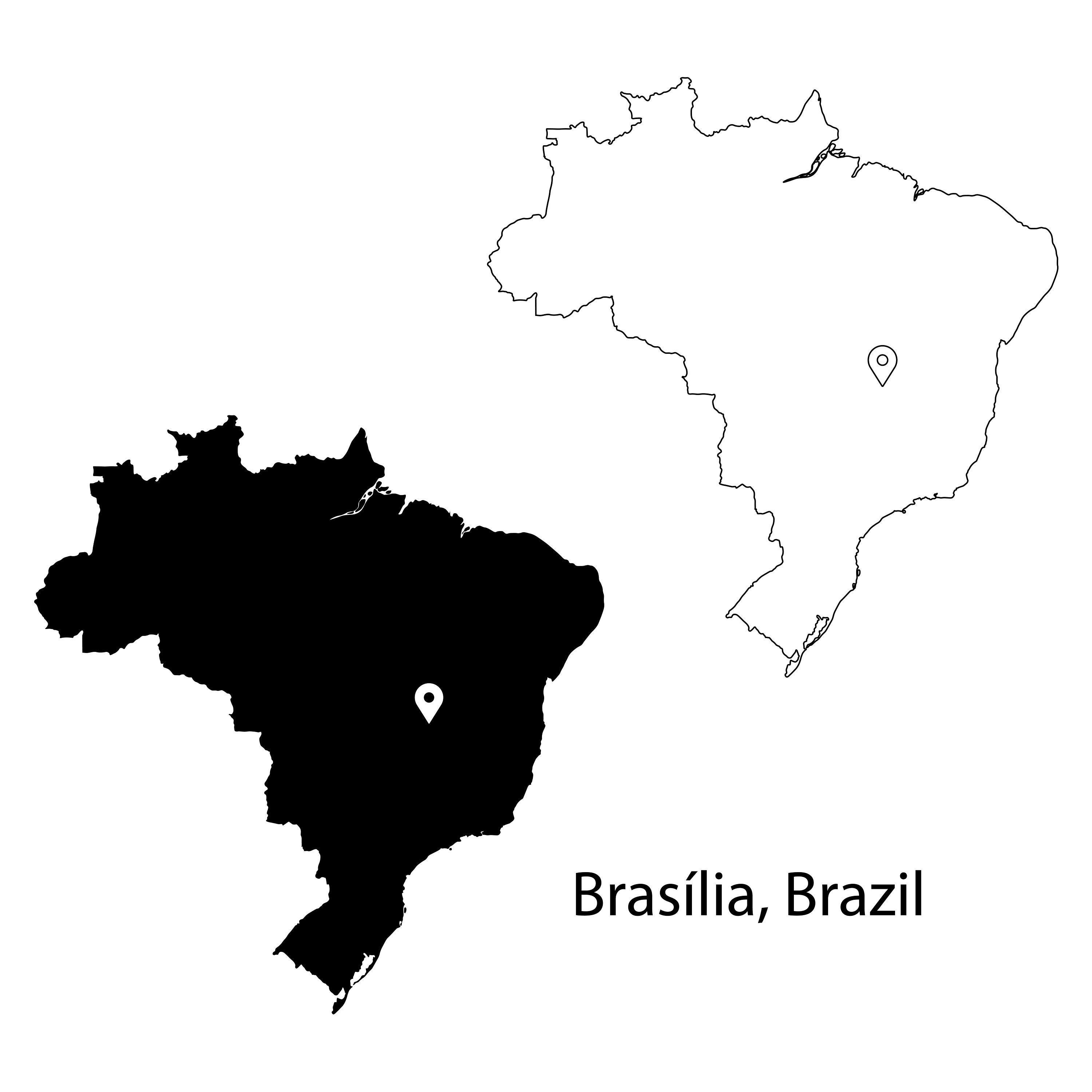 Brazil Locator Map - Country And Capital City Brasilia. Map Of