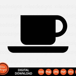 Ícone de xícara de café SVG Café Bebida Bebida Quente Caneca Latte Gráfico Vector Clipart Sinal Símbolo Cricut Digital Download Vector png jpg eps pdf ai