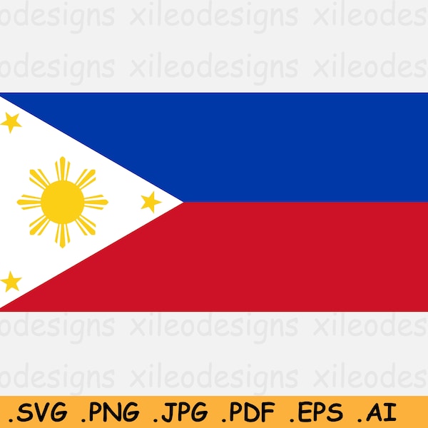 Philippines Flag SVG, Filipino National Nation Country Banner, Cricut Cut File, Digital Download Clipart Vector Graphic - eps ai png jpg pdf