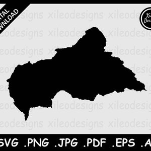 Central African Republic Map SVG, Country National Border Border Border, Black Silhouette Cutout Cricut Cut File Vektor, png jpg jpeg pdf ai eps