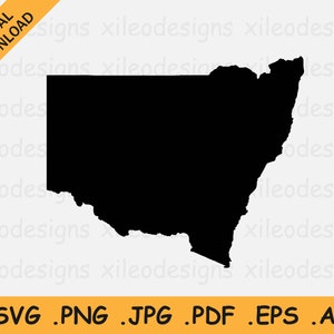 New South Wales Australien Karte SVG - Australian State Border Border Border Shape Black Silhouette, Cricut Cut File Icon Vektor, eps ai png jpg pdf