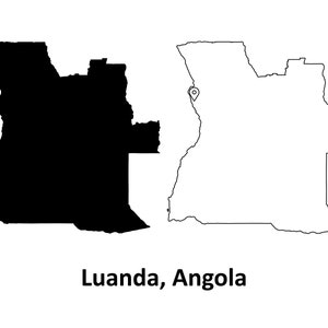 Luanda Namibia Detaillierte Landkarte Hauptstadt Ort Pin Schwarz Weiß Silhouette Umriss Geografie Region Landkarten jpg svg png ai eps