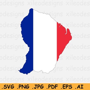 Französische Guiana Flagge Karte SVG, Übersee-Department und Gebiet der Region Frankreich, Cricut SVG Cut File Clipart Icon, eps ai png jpg pdf