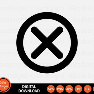 May include: A black and white graphic of a circle with a large black X inside. The circle is outlined in black. The graphic is a simple, modern design.