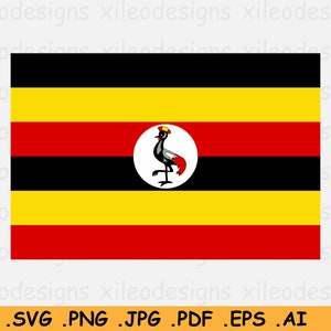 Uganda National Flag SVG, Ugandan Nation Country Banner, Instant Digital Download File, Clipart Vector Graphic Icon - eps ai png jpg pdf