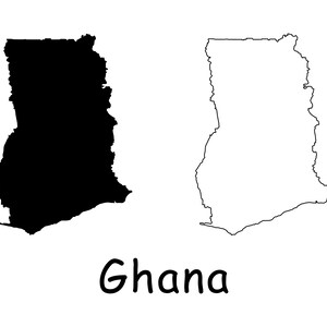 Karte von Ghana, ghanaische Karte, detaillierte feste Umrisskarte von Ghana, sofortiger digitaler Download svg png eps ai