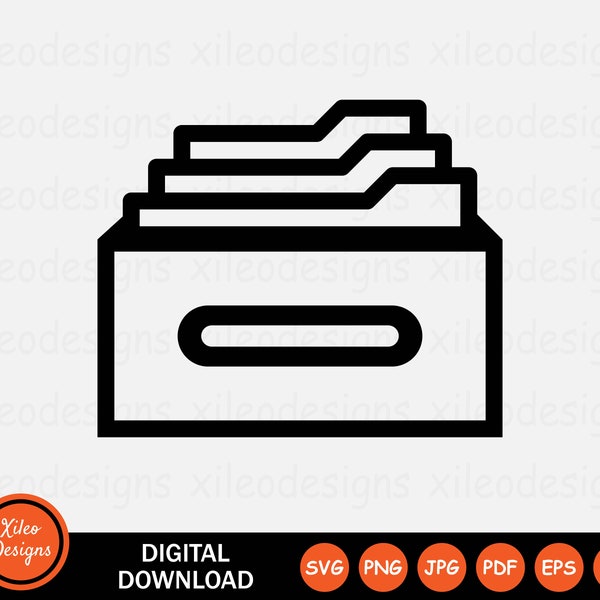 Document Folder Icon SVG - Archive Storage File Drawer Paper Cabinet Sign Symbol Cricut Clipart Vector Digital Download png jpg pdf eps ai