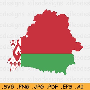Belarus Map Flag SVG - Mapa de Bielorrusia, Bandera Nacional de Bielorrusia, Mapa de Bielorrusia SVG, Descarga Digital Instantánea Icono de País - eps ai png jpg pdf