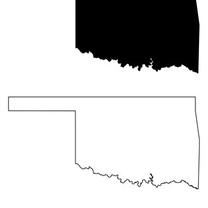 Mapa de Oklahoma SVG, OK EUA Estados Unidos da América nós, silhueta de contorno em preto e branco Clipart Vector Graphic Icon Banner, svg eps png jpg