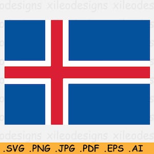 Bandiera Islanda SVG, Bandiera nazionale islandese Paese Banner, Cricut Cut File Digital Download Clipart Vector Graphic Icon- eps ai png jpg pdf