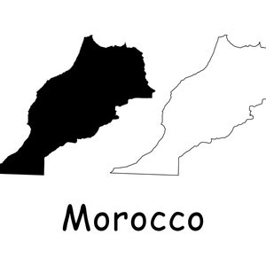 Karte von Marokko, marokkanische Karte, detaillierte solide Umrissgrenze Landkarte von Marokko, sofortiger digitaler Download svg png eps ai