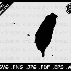 Taiwan Landkarte SVG, ROC Black Silhouette Cricut Cut File Vektor Icon Cutout, png jpg jpeg pdf eps ai