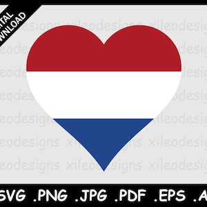 Países Bajos Bandera del Corazón SVG, Bandera Nacional holandesa love shape country, Digital Clipart Vector Symbol Cricut Cut File, png eps pdf ai jpg jpeg