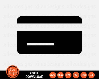 Credit Card Icon SVG Debit ATM Finance Money Payment Sign Symbol Cricut Graphic Clipart Vector png jpg eps ai pdf Digital Download Vector