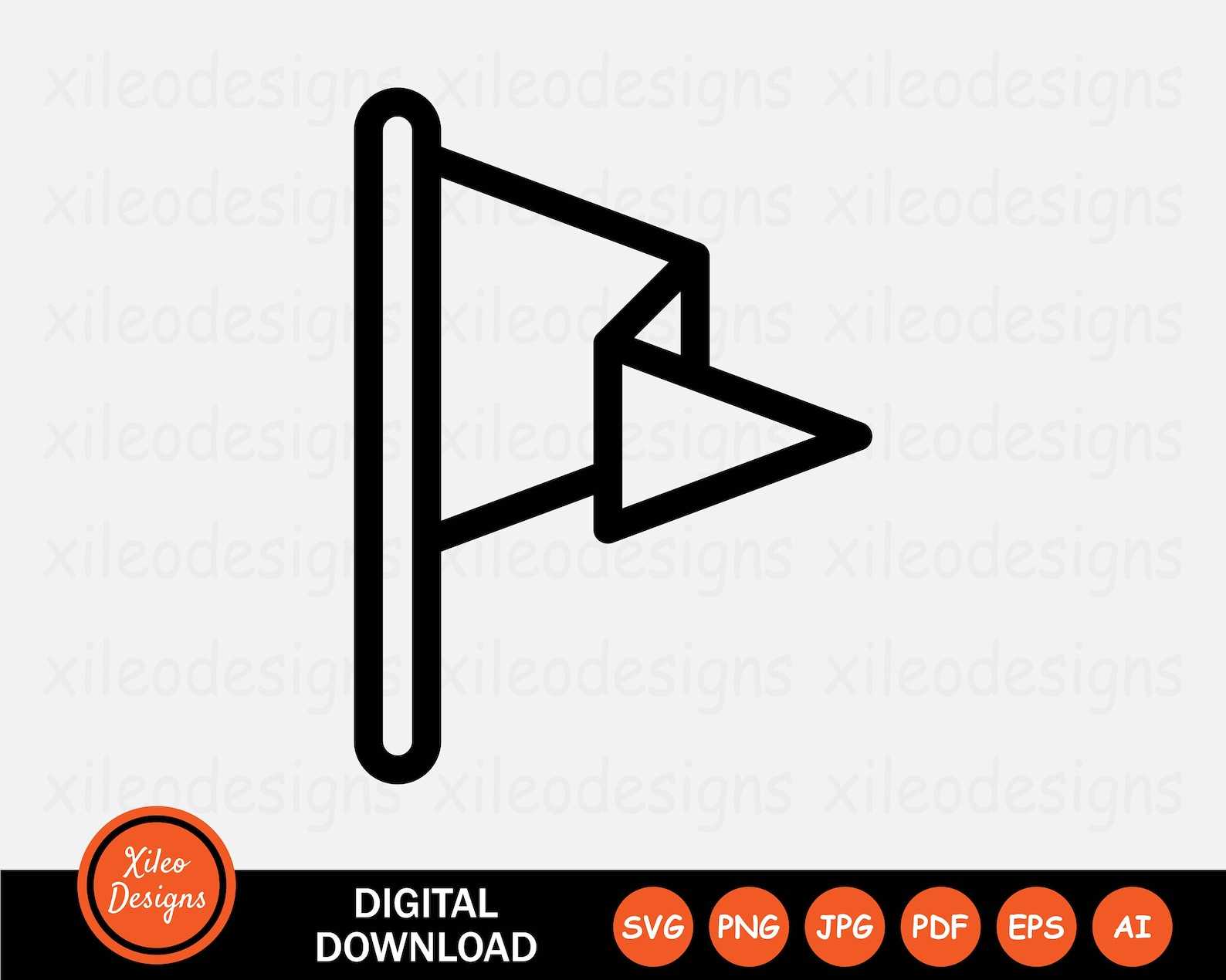 Triangle Flag on Pole Icon SVG Banner Waving Pennant Digital Download ...