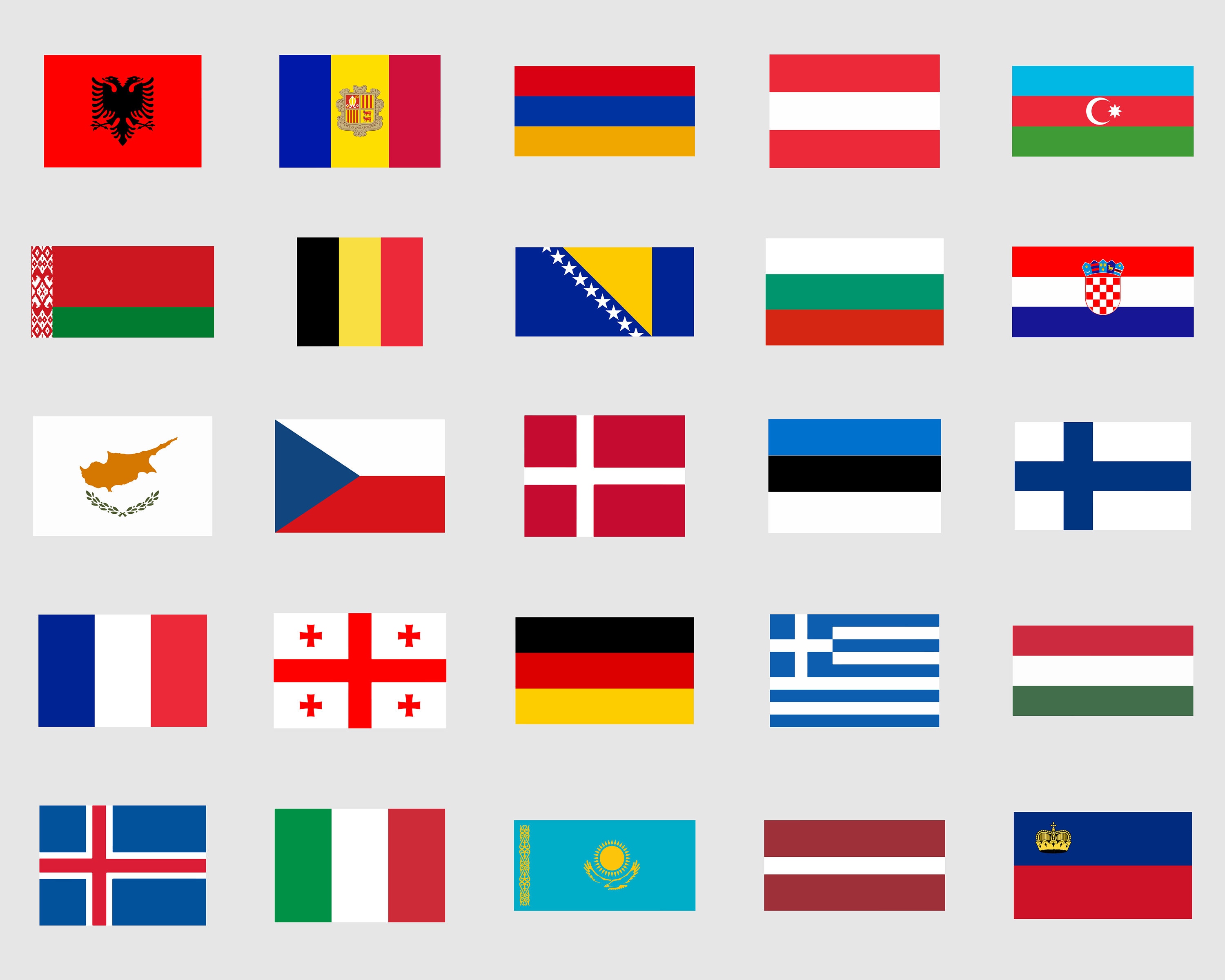Länder  Multinational - Fahnenkette mit 24 Europäischen Ländern gedruckt