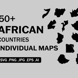 Afrikanische Länder Einzelkarten SVG, Afrika County Nation National Single Map Set Cricut Cut File Silhouette Vektor Clipart eps ai png jpg