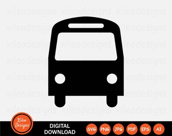 Bus Icon SVG Public Transportation Frontal View Station png jpg eps ai pdf Digital Download Vector Sign Symbol Cricut Graphic Clipart Vector
