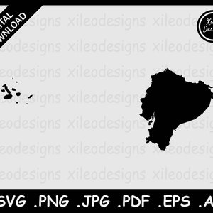 Ecuador Mapa SVG, País Ecuatoriano Frontera Nacional, Silueta Negra Recorte Cricut Archivo Vector Icono, png jpg jpeg pdf ai eps