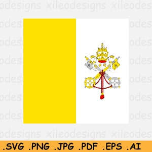 Drapeau national de la Cité du Vatican SVG, Saint-Siège Pays État Blason Bannière, Téléchargement numérique, Clipart Vector Graphic - eps ai png jpg pdf