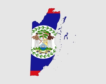 Belize Map Flag SVG - Carte du Belize, Belizean National Flag, Belize Map SVG, Instant Digital Download Country Clipart - eps ai png jpg pdf