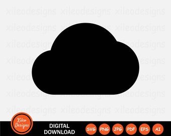 Nuage icône SVG météo saison forme serveur de stockage de données téléchargement numérique vecteur signe symbole Cricut graphique Clipart vectoriel png jpg eps ai pdf