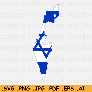Israel Karte Flagge SVG, Israel SVG Cricut Cut File, Land Nation Silhouette Umriss Atlas, Scrapbook Clipart Vektor Icon, eps ai png jpg pdf