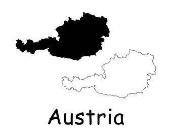 オーストリアの地図、オーストリアの国地図、オーストリア国境線、実線