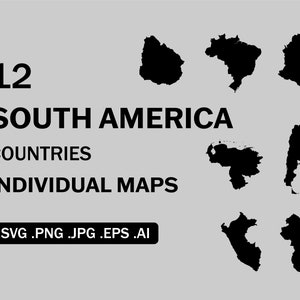 Zuid-Amerika Landen Kaarten SVG, Zuid-Amerikaans Land Natie Nationale Grens Grens Geografie Vector Atlas Circut Icon, eps ai png jpg