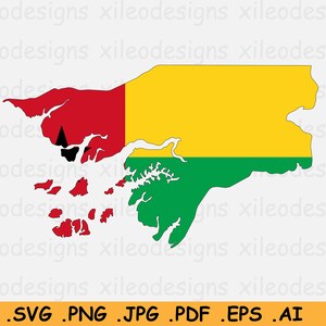 Guinee-Bissau Vlag Kaart SVG Cricut Cut File, Land Natie Silhouet Outline Atlas, Scrapbook Clipart Vector Icon - svg eps ai png jpg pdf