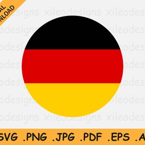 Könnte beinhalten: Eine kreisförmige Grafik der deutschen Flagge. Die Flagge ist schwarz, rot und gelb mit drei horizontalen Streifen.