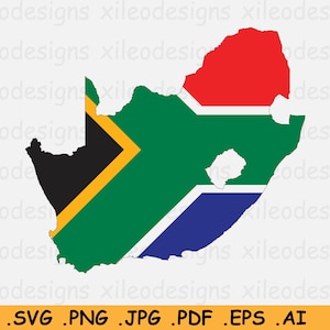 Südafrika Karte Flagge SVG, South African Cricut Cut File, Country Nation Silhouette Scrapbook Clipart Vektor Icon eps ai png jpg pdf