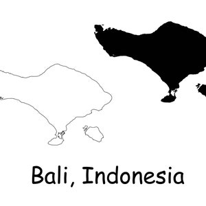 Bali Karte SVG - Indonesische Provinz Insel Solid Outline Border Border Border, Cricut Cut File Clipart Vektor Icon jpg png eps pdf ai