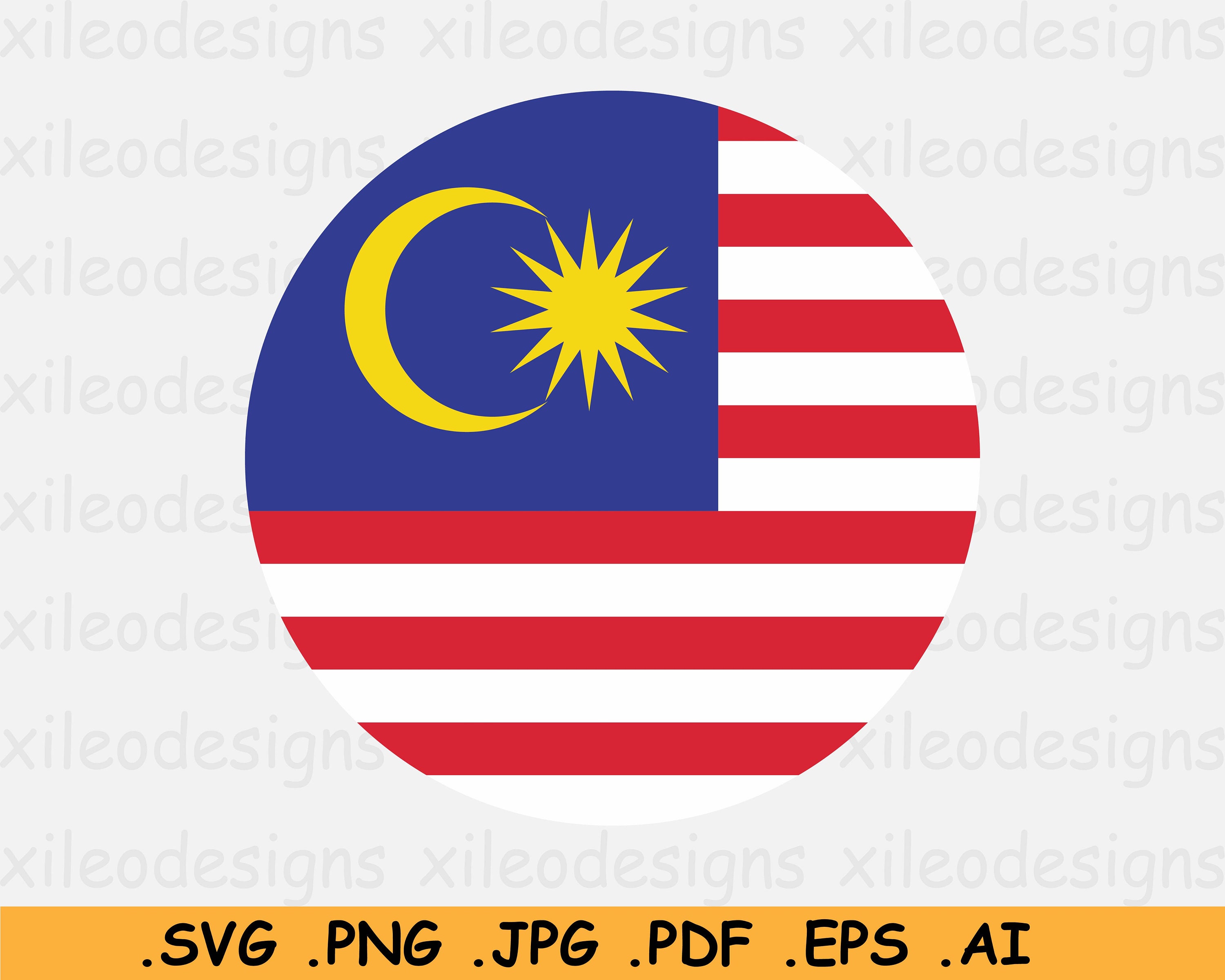 Malaysia Round Flag SVG Malaysian Circle Banner National  Etsy